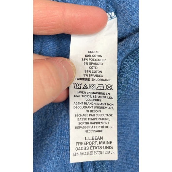 LL Bean Cozy Pullover Blue Medium Tall Cowl Neck - Picture 6 of 16